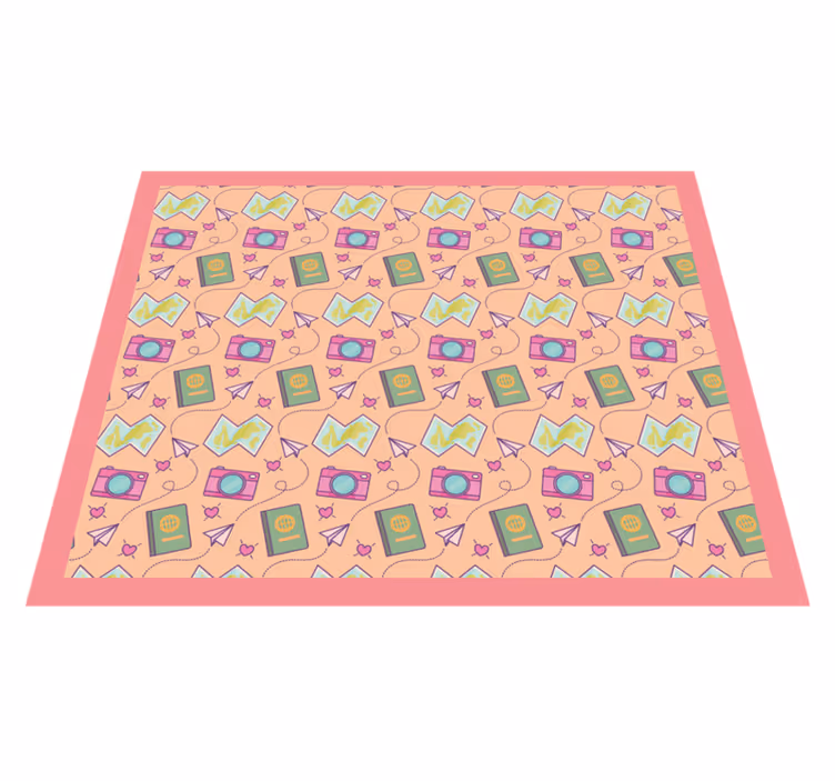 World map doodle vinyl rug - TenStickers