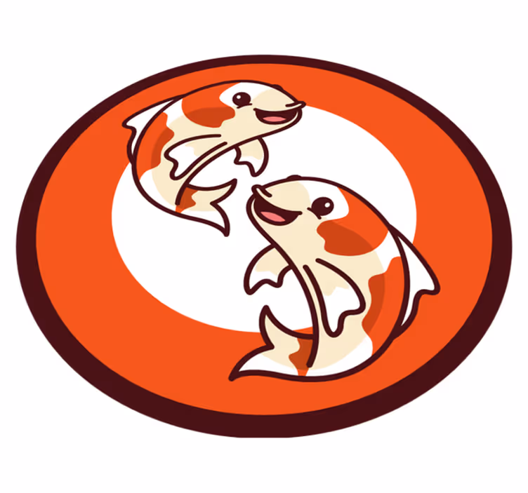 Playful Koi Circle animal vinyl carpet - TenStickers