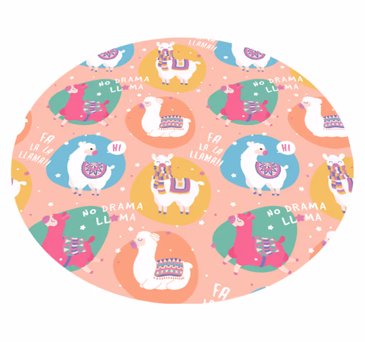 Lively Llama Circle kids vinyl carpet - TenStickers