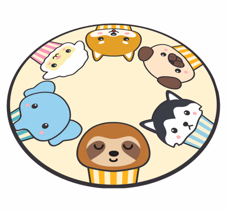 Cartoon Animal Faces kids vinyl carpet - TenStickers