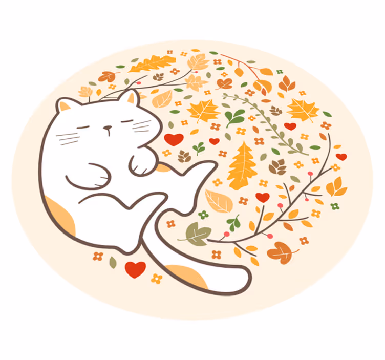 Autumn Cat Illustration kids vinyl carpet - TenStickers