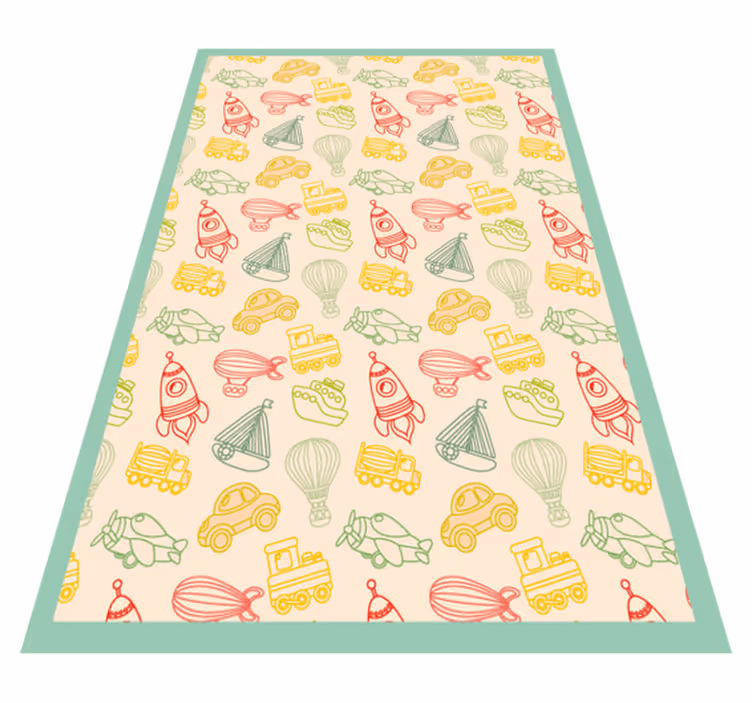 Playful Transport Pattern kids vinyl carpet - TenStickers