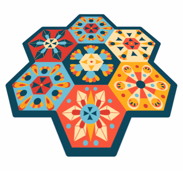 Hexagonal Symmetry geometric vinyl carpet - TenStickers