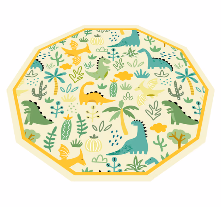 Dinosaur Hexagon kids vinyl carpet - TenStickers
