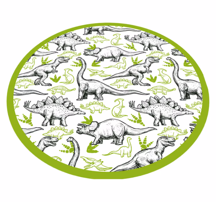 Dinosaur Themed Circle kids vinyl carpet - TenStickers