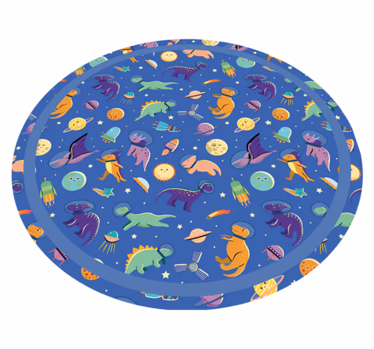 Space Dinosaur Round kids vinyl carpet - TenStickers