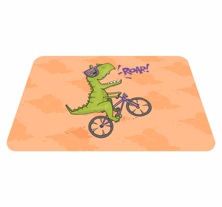 Biking Dinosaur Roar kids vinyl carpet - TenStickers