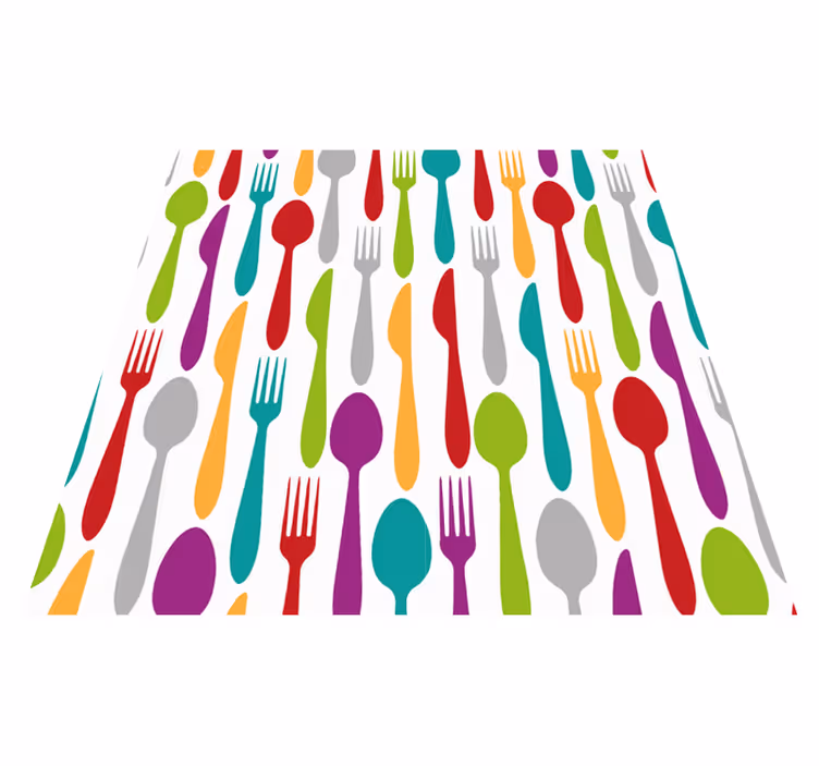 Colorful Cutlery Pattern kitchen vinyl carpet - TenStickers