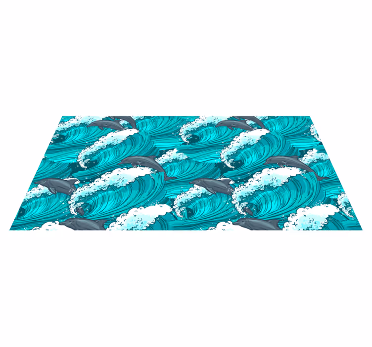 Dolphin Wave Motif animal vinyl carpet - TenStickers