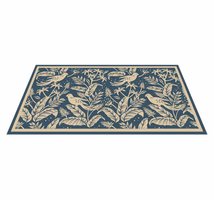 Botanical Bird Illustration floral vinyl carpet - TenStickers
