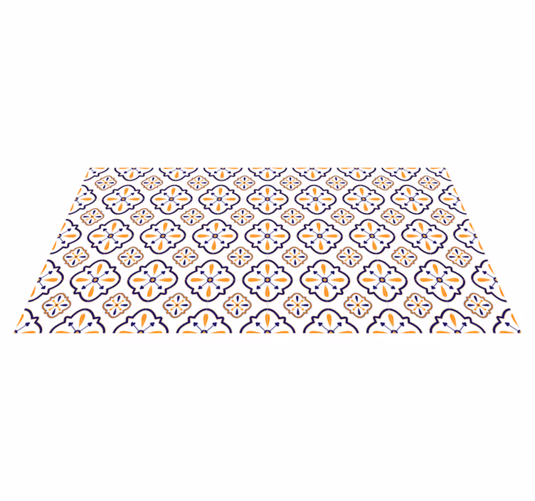 Floral Tile Replica kitchen vinyl carpet - TenStickers