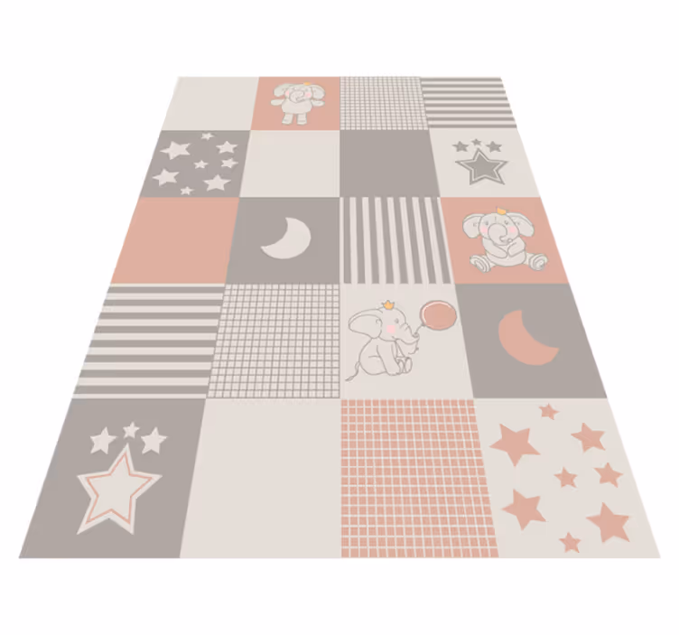 Patchwork Elephant Playground kids vinyl carpet - TenStickers