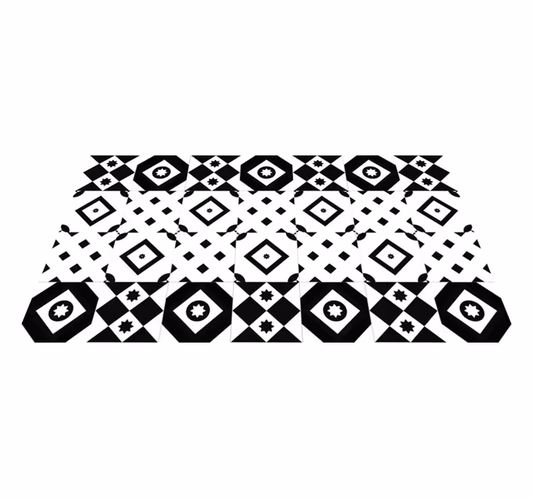 Monochrome geometric shapes kitchen vinyl carpet - TenStickers