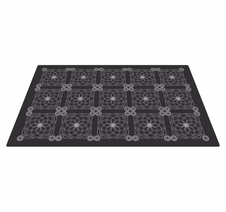 Geometric Floral Patterns black vinyl carpet - TenStickers