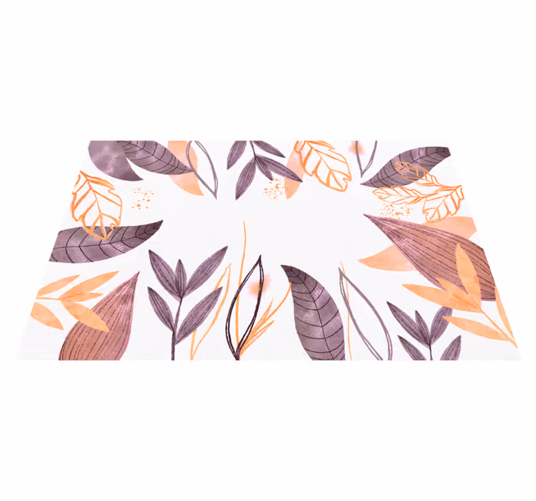 Gold ornamental leaves Vinyl rug home office - TenStickers