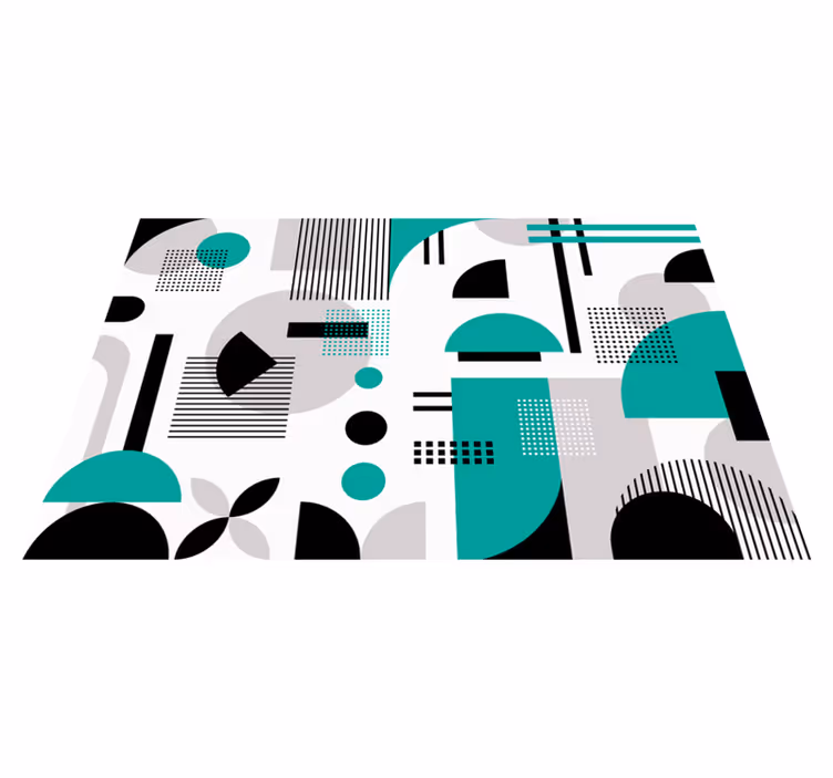 Turquoise geometric shapes modern vinyl carpet - TenStickers