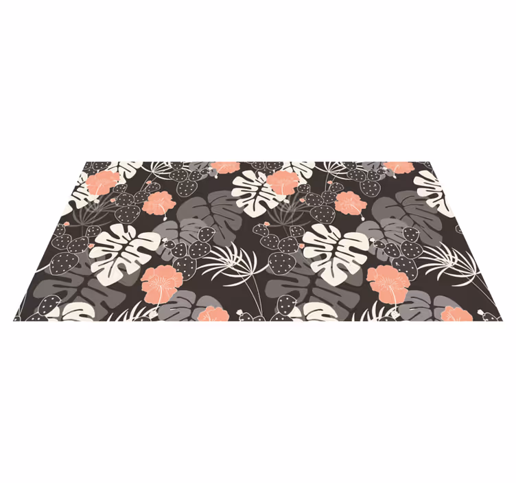 Tropical black design floral vinyl carpet - TenStickers