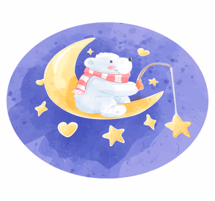 Moonlit Bear Cub nursery vinyl carpet - TenStickers