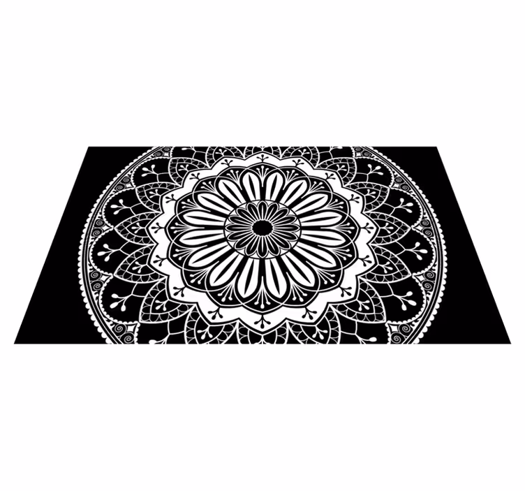 Black botanical motif mandala vinyl carpet - TenStickers