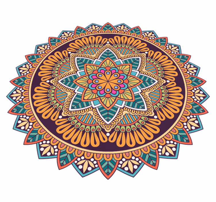 Vibrant mandala motif mandala vinyl carpet - TenStickers