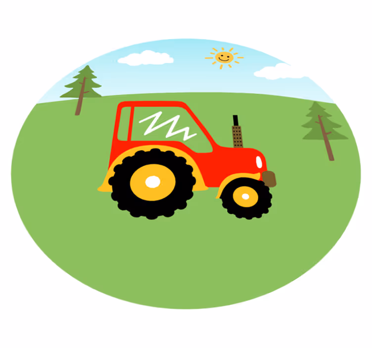 Farm red tractor kids vinyl rug - TenStickers
