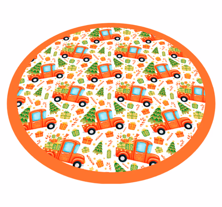 Playful Transport Circle kids vinyl carpet - TenStickers