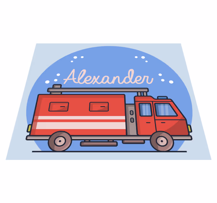 Personalized Firetruck custom vinyl carpet - TenStickers