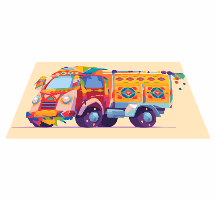 Colorful Truck Illustration kids vinyl carpet - TenStickers