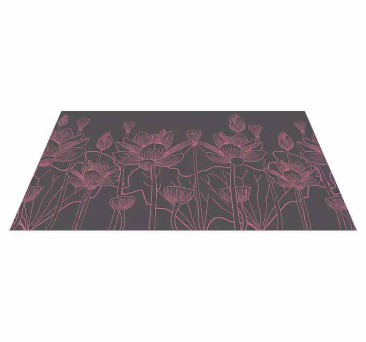 Floral contour sketch floral vinyl carpet - TenStickers