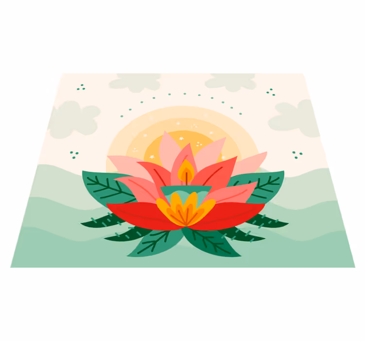 Lotus Blossom Illustration floral vinyl carpet - TenStickers