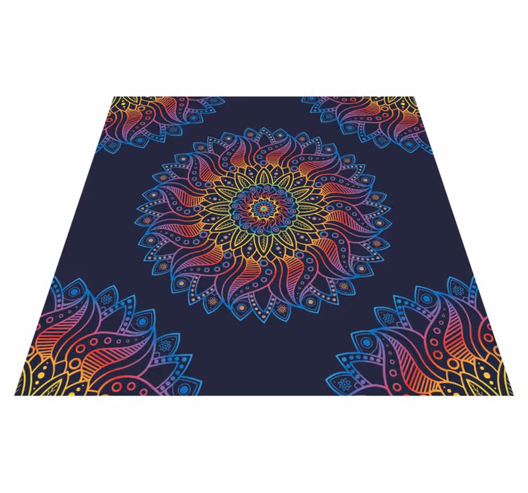 Colorful vibrant motif mandala vinyl carpet - TenStickers