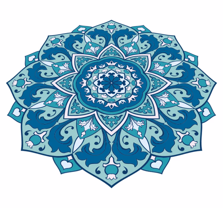 Blue elegant pattern mandala vinyl carpet - TenStickers