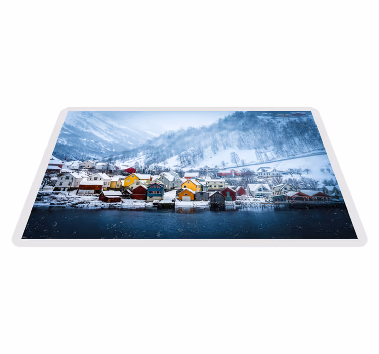Scenic Winter Village nature vinyl carpet - TenStickers