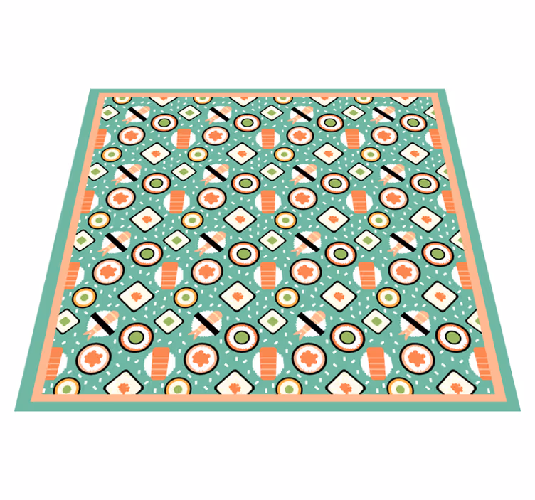 Sushi-inspired patterns kitchen vinyl carpet - TenStickers