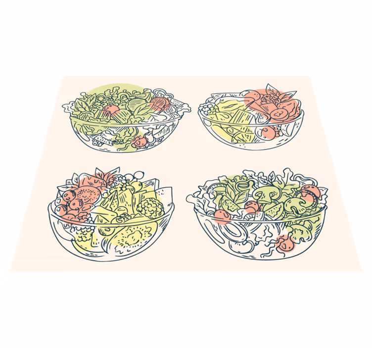 Salad Bowl Illustrations dining room vinyl carpet - TenStickers