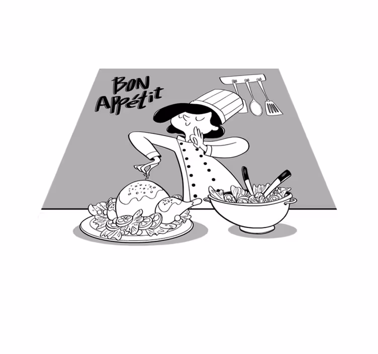 Cartoon chef sharpening knife floor tiles - TenStickers