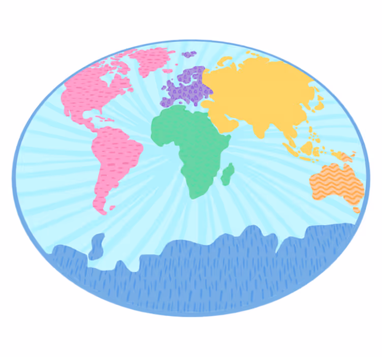 Colorful Map Circle world map vinyl carpet - TenStickers