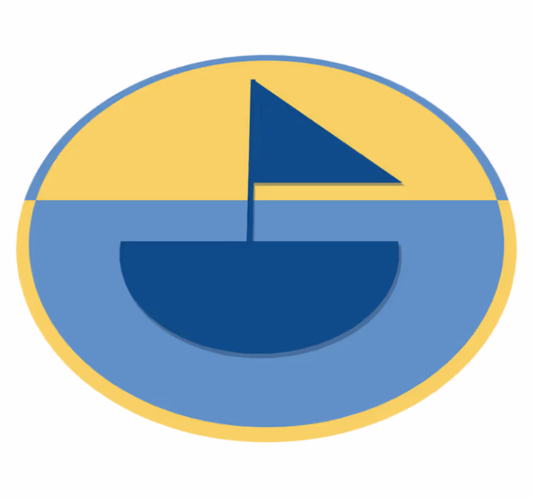 Geometric vinyl carpet with sailboat design - TenStickers