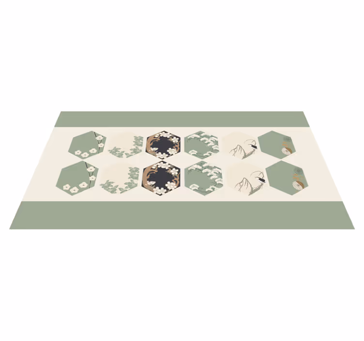 Blossom Hexagons floral vinyl carpet - TenStickers