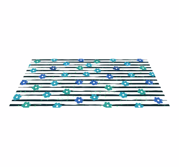 Floral Striped Design kitchen vinyl carpet - TenStickers