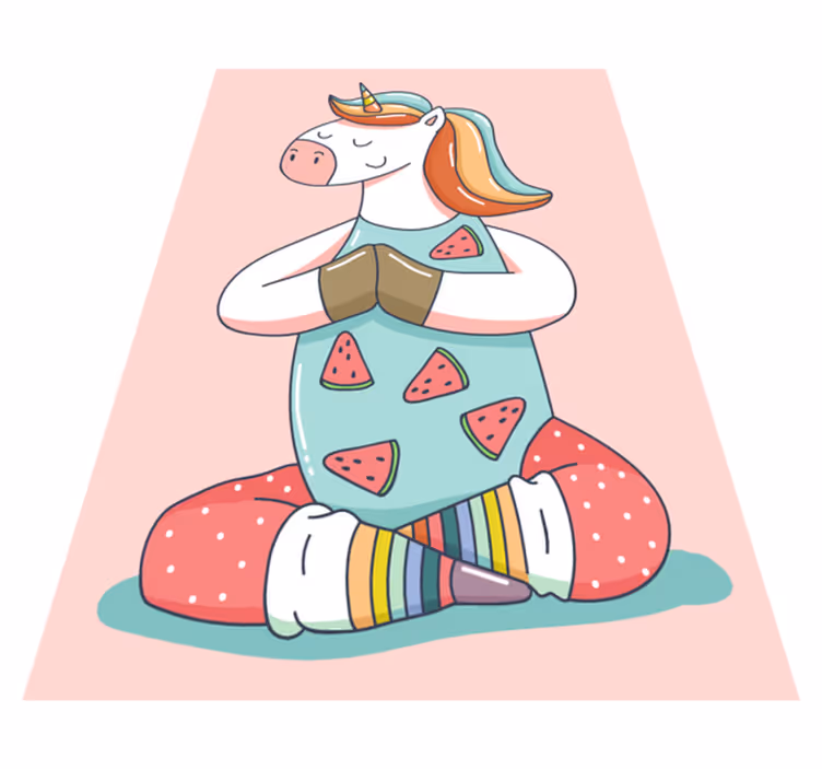 Meditating Unicorn kids vinyl carpet - TenStickers