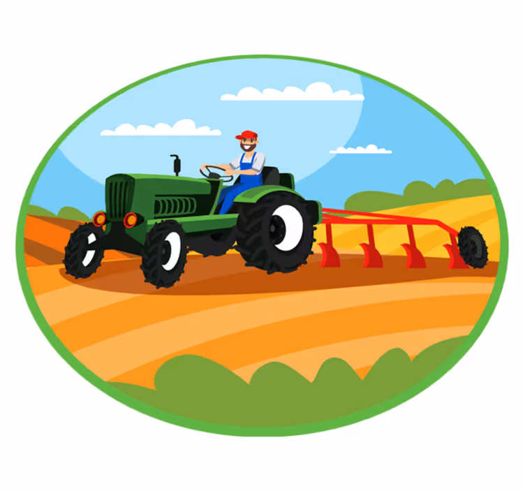 Farming Tractor Scene kids vinyl carpet - TenStickers