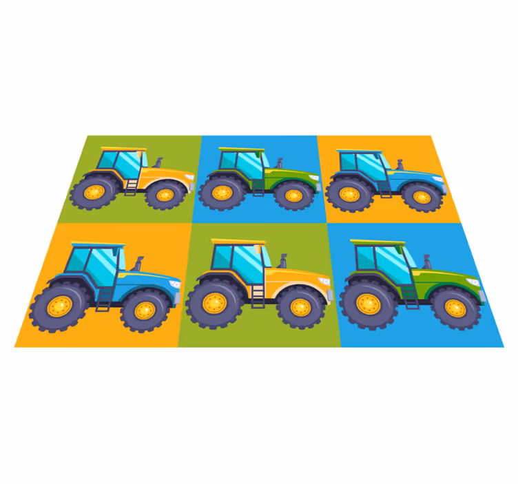 Colorful Tractor Squares kids vinyl carpet - TenStickers