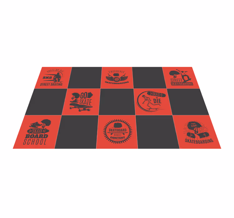 Red and Black Skateboarding teen vinyl rug - TenStickers