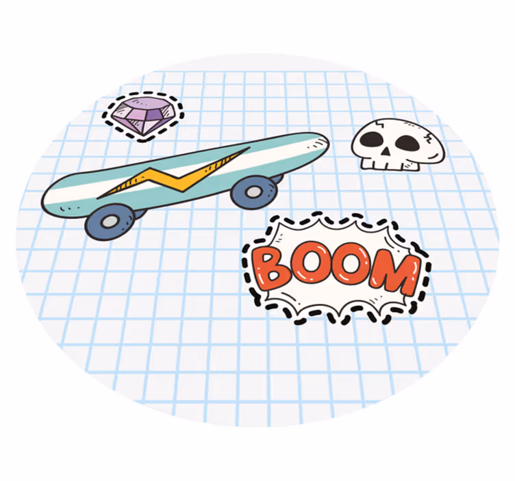 Skateboard Comic Illustration kids vinyl carpet - TenStickers