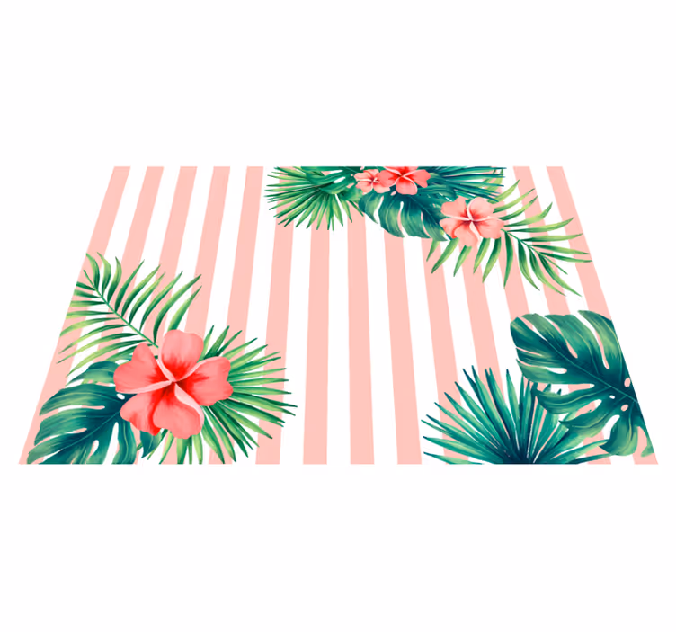 Tropical Flora Stripe floral vinyl carpet - TenStickers
