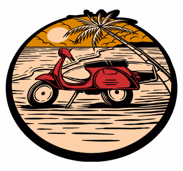 Tropical Scooter Scene kids vinyl carpet - TenStickers