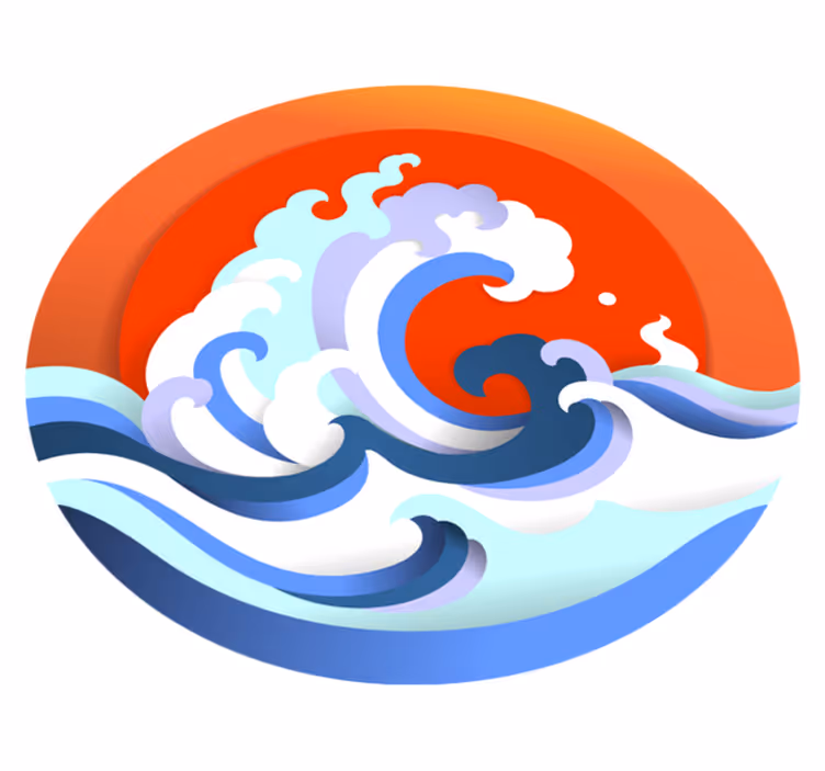 Oceanic Wave Circle nature vinyl carpet - TenStickers