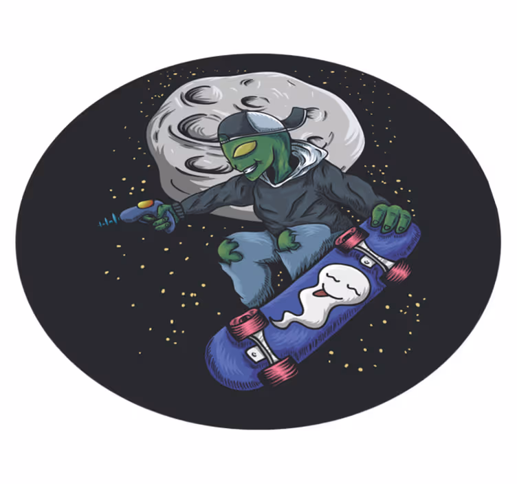 Skateboarding Alien kids vinyl carpet - TenStickers