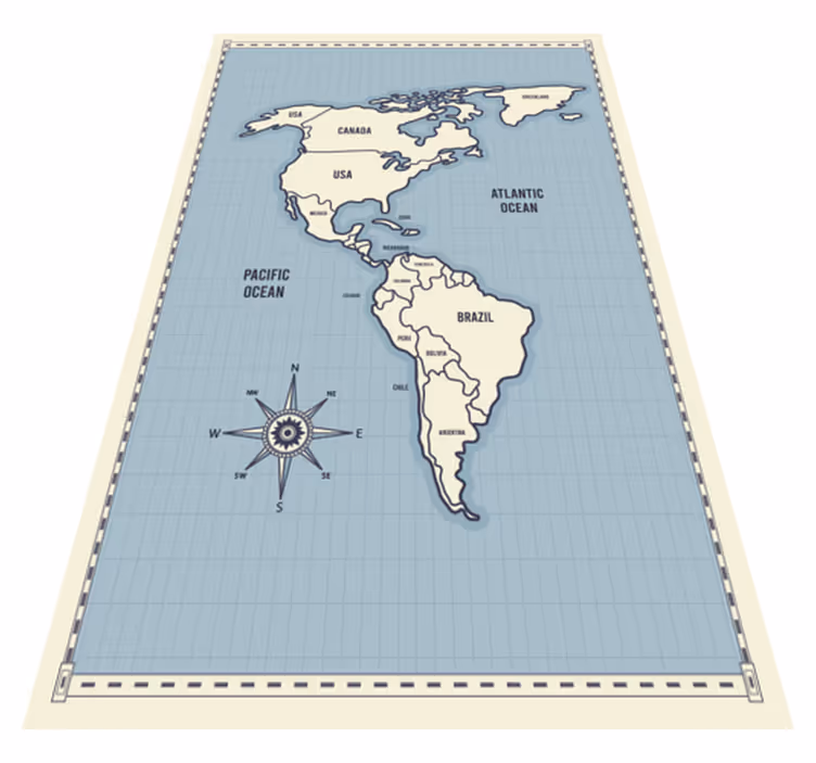 Map of Americas world map vinyl carpet - TenStickers